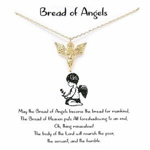 New 18k Gold Plated Bread Of Angels Cherub Angel Pendant Necklace